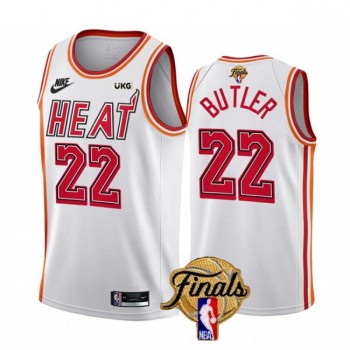 Men's Miami Heat #22 Jimmy Butler White 2023 Finals Classic Edition Stitched Basketball Jersey Men's Miami Heat #22 Jimmy Butler White 2023 Finals Classic Edition Stitched Basketball Jersey