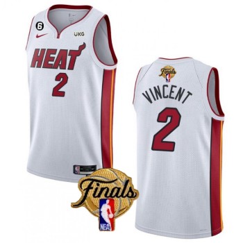 Men's Miami Heat #2 Gabe Vincent White 2023 Finals Association Edition With NO.6 Patch Stitched Basketball Jersey Men's Miami Heat #2 Gabe Vincent White 2023 Finals Association Edition With NO.6 Patch Stitched Basketball Jersey