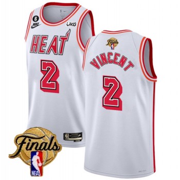 Men's Miami Heat #2 Gabe Vincent White 2023 Finals Classic Edition With NO.6 Patch Stitched Basketball Jersey Men's Miami Heat #2 Gabe Vincent White 2023 Finals Classic Edition With NO.6 Patch Stitched Basketball Jersey