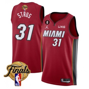Men's Miami Heat #31 Max Strus Red 2023 Finals Statement Edition With NO.6 Patch Stitched Basketball Jersey Men's Miami Heat #31 Max Strus Red 2023 Finals Statement Edition With NO.6 Patch Stitched Basketball Jersey