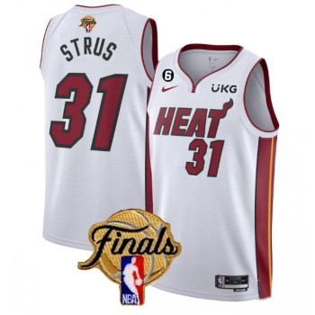 Men's Miami Heat #31 Max Strus White 2023 Finals Association Edition With NO.6 Patch Stitched Basketball Jersey Men's Miami Heat #31 Max Strus White 2023 Finals Association Edition With NO.6 Patch Stitched Basketball Jersey