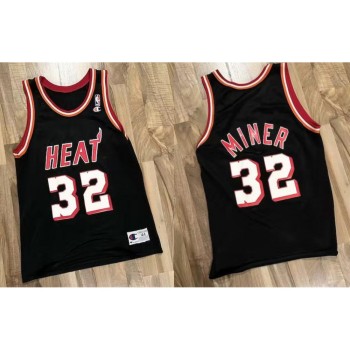 Men's Miami Heat #32 Harold Miner Black Champions Stitched Basketball Throwback Jersey Men's Miami Heat #32 Harold Miner Black Champions Stitched Basketball Throwback Jersey