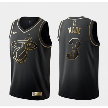 Men's Miami Heat #3 Dwyane Wade Black 2019 Golden Edition Stitched NBA Jersey Men's Miami Heat #3 Dwyane Wade Black 2019 Golden Edition Stitched NBA Jersey