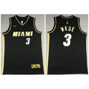 Men's Miami Heat #3 Dwyane Wade Black Gold Edition Vice Stitched Jersey Men's Miami Heat #3 Dwyane Wade Black Gold Edition Vice Stitched Jersey