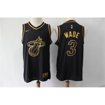 Men's Miami Heat #3 Dwyane Wade Black Gold Stitched NBA Jersey Men's Miami Heat #3 Dwyane Wade Black Gold Stitched NBA Jersey