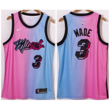 Men's Miami Heat #3 Dwyane Wade Blue/Pink City Edition Vice Stitched Jersey Men's Miami Heat #3 Dwyane Wade Blue/Pink City Edition Vice Stitched Jersey