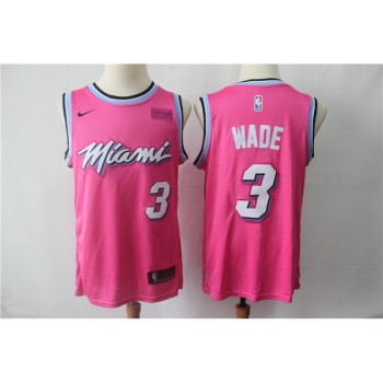 Men's Miami Heat #3 Dwyane Wade Pink 2018/19 Earned Edition Swingman Stitched NBA Jersey Men's Miami Heat #3 Dwyane Wade Pink 2018/19 Earned Edition Swingman Stitched NBA Jersey