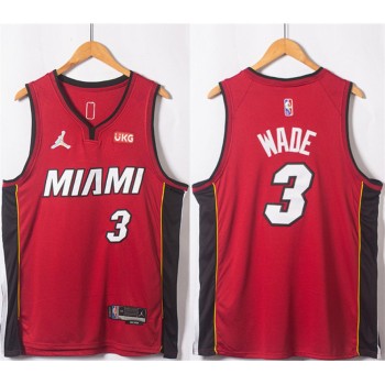Men's Miami Heat #3 Dwyane Wade Red Statement Edition 75th Anniversary Stitched Jersey Men's Miami Heat #3 Dwyane Wade Red Statement Edition 75th Anniversary Stitched Jersey