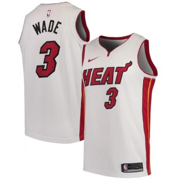 Men's Miami Heat #3 Dwyane Wade White Association Edition Swingman Stitched Jersey Men's Miami Heat #3 Dwyane Wade White Association Edition Swingman Stitched Jersey