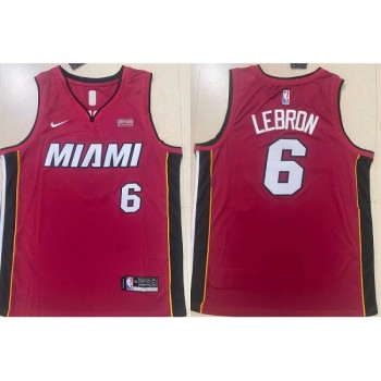 Men's Miami Heat #6 LeBron James Red Stitched Basketball Jersey Men's Miami Heat #6 LeBron James Red Stitched Basketball Jersey