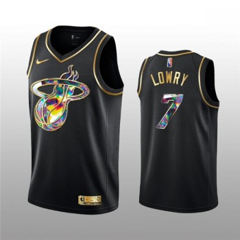 Men's Miami Heat #7 Kyle Lowry 2021/22 Black Golden Edition 75th Anniversary Diamond Logo Stitched Basketball Jersey Men's Miami Heat #7 Kyle Lowry 2021/22 Black Golden Edition 75th Anniversary Diamond Logo Stitched Basketball Jersey