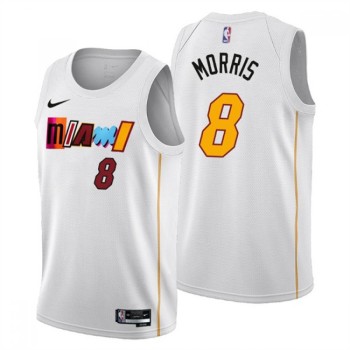 Men's Miami Heat #8 Markieff Morris 2022/23 White City Edition Stitched Jersey Men's Miami Heat #8 Markieff Morris 2022/23 White City Edition Stitched Jersey