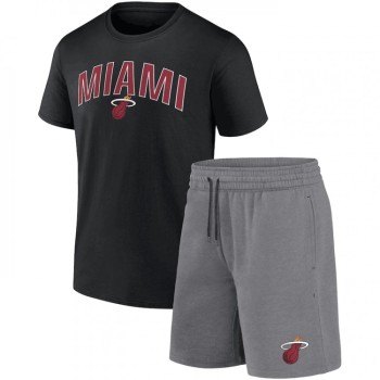 Men's Miami Heat Black/Heather Gray Arch T-Shirt & Shorts Combo Set Men's Miami Heat Black/Heather Gray Arch T-Shirt & Shorts Combo Set