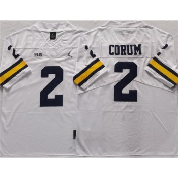 Men's Michigan Wolverines #2 CORUM White Stitched Jersey Men's Michigan Wolverines #2 CORUM White Stitched Jersey
