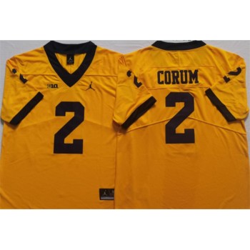 Men's Michigan Wolverines #2 CORUM Yellow Stitched Jersey Men's Michigan Wolverines #2 CORUM Yellow Stitched Jersey