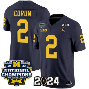 Men's Michigan Wolverines #2 Blake Corum Navy 2024 F.U.S.E. With 2023 National Champions Patch Stitched Jersey Men's Michigan Wolverines #2 Blake Corum Navy 2024 F.U.S.E. With 2023 National Champions Patch Stitched Jersey