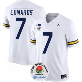Men's Michigan Wolverines #7 Donovan Edwards 2023 F.U.S.E. White Rose Bowl Patch Stitched Jersey Men's Michigan Wolverines #7 Donovan Edwards 2023 F.U.S.E. White Rose Bowl Patch Stitched Jersey