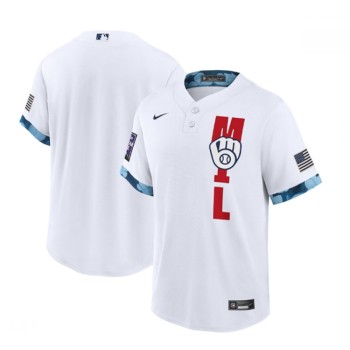 Men's Milwaukee Brewers 2021 White All-Star Cool Base Stitched MLB Jersey