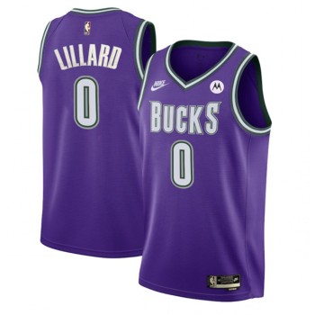 Men's Milwaukee Bucks #0 Damian Lillard Purple 222/23 Classic Edition Stitched Basketball Jersey Men's Milwaukee Bucks #0 Damian Lillard Purple 222/23 Classic Edition Stitched Basketball Jersey