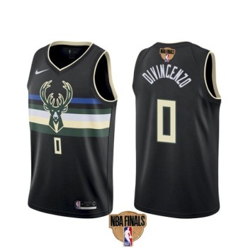 Men's Milwaukee Bucks #0 Donte DiVincenzo 2021 NBA Finals Black Statement Edition Stitched Jersey Men's Milwaukee Bucks #0 Donte DiVincenzo 2021 NBA Finals Black Statement Edition Stitched Jersey