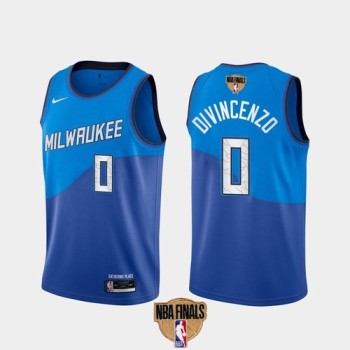 Men's Milwaukee Bucks #0 Donte DiVincenzo 2021 NBA Finals Blue City Edition Stitched Jersey Men's Milwaukee Bucks #0 Donte DiVincenzo 2021 NBA Finals Blue City Edition Stitched Jersey