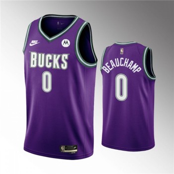 Men's Milwaukee Bucks #0 MarJon Beauchamp 2022/23 Purple Classic Edition Swingman Stitched Basketball Jersey Men's Milwaukee Bucks #0 MarJon Beauchamp 2022/23 Purple Classic Edition Swingman Stitched Basketball Jersey