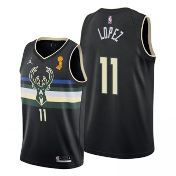 Men's Milwaukee Bucks #11 Brook Lopez 2021 Black Finals Champions Stitched Basketball Jersey Men's Milwaukee Bucks #11 Brook Lopez 2021 Black Finals Champions Stitched Basketball Jersey