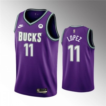 Men's Milwaukee Bucks #11 Brook Lopez 2022/23 Purple Classic Edition Swingman Stitched Basketball Jersey Men's Milwaukee Bucks #11 Brook Lopez 2022/23 Purple Classic Edition Swingman Stitched Basketball Jersey