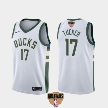 Men's Milwaukee Bucks #17 P.J. Tucker 2021 NBA Finals White Association Edition Stitched Jersey Men's Milwaukee Bucks #17 P.J. Tucker 2021 NBA Finals White Association Edition Stitched Jersey