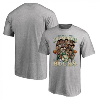 Men's Milwaukee Bucks 2021 Grey Finals Champions T-Shirt Men's Milwaukee Bucks 2021 Grey Finals Champions T-Shirt