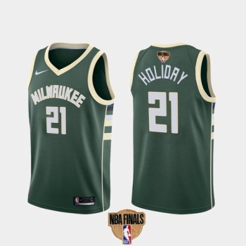Men's Milwaukee Bucks #21 Jrue Holiday 2021 NBA Finals Green Association Edition Stitched Jersey Men's Milwaukee Bucks #21 Jrue Holiday 2021 NBA Finals Green Association Edition Stitched Jersey