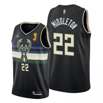 Men's Milwaukee Bucks #22 Khris Middleton 2021 Black Finals Champions Stitched Basketball Jersey Men's Milwaukee Bucks #22 Khris Middleton 2021 Black Finals Champions Stitched Basketball Jersey