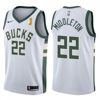 Men's Milwaukee Bucks #22 Khris Middleton 2021 White Finals Champions Stitched Basketball Jersey Men's Milwaukee Bucks #22 Khris Middleton 2021 White Finals Champions Stitched Basketball Jersey