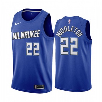 Men's Milwaukee Bucks #22 Khris Middleton Blue City Edition Stitched Jersey Men's Milwaukee Bucks #22 Khris Middleton Blue City Edition Stitched Jersey