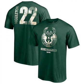 Men's Milwaukee Bucks #22 Michael Redd 2021 Green Finals Champions T-Shirt Men's Milwaukee Bucks #22 Michael Redd 2021 Green Finals Champions T-Shirt
