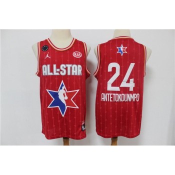 Men's Milwaukee Bucks #24 Giannis Antetokounmpo Red 2020 All-Star Stitched NBA Jersey Men's Milwaukee Bucks #24 Giannis Antetokounmpo Red 2020 All-Star Stitched NBA Jersey