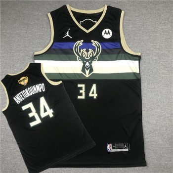 Men's Milwaukee Bucks #34 Giannis Antetokounmpo 2021 Black Finals Stitched Basketball Jersey Men's Milwaukee Bucks #34 Giannis Antetokounmpo 2021 Black Finals Stitched Basketball Jersey