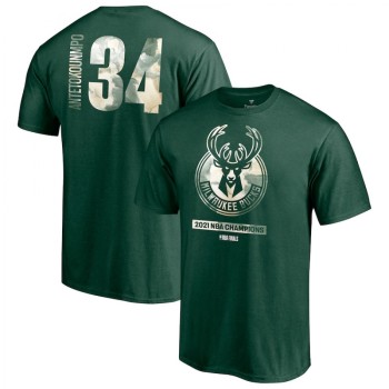 Men's Milwaukee Bucks #34 Giannis Antetokounmpo 2021 Finals Champions T-Shirt Men's Milwaukee Bucks #34 Giannis Antetokounmpo 2021 Finals Champions T-Shirt