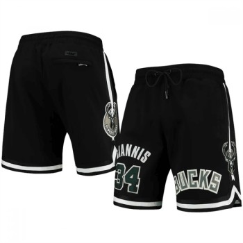 Men's Milwaukee Bucks #34 Giannis Antetokounmpo Black Shorts Men's Milwaukee Bucks #34 Giannis Antetokounmpo Black Shorts