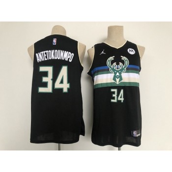 Men's Milwaukee Bucks #34 Giannis Antetokounmpo Black Stitched Jersey Men's Milwaukee Bucks #34 Giannis Antetokounmpo Black Stitched Jersey