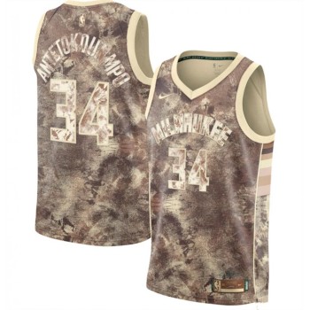 Men's Milwaukee Bucks #34 Giannis Antetokounmpo Brown Stitched Jersey Men's Milwaukee Bucks #34 Giannis Antetokounmpo Brown Stitched Jersey