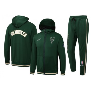 Men's Milwaukee Bucks 75th Anniversary Green Performance Showtime Full-Zip Hoodie Jacket And Pants  Suit Men's Milwaukee Bucks 75th Anniversary Green Performance Showtime Full-Zip Hoodie Jacket And Pants  Suit