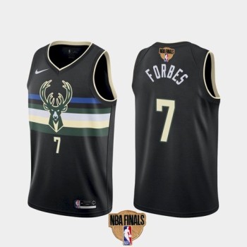 Men's Milwaukee Bucks #7 Bryn Forbes 2021 NBA Finals Black Statement Edition Stitched Jersey Men's Milwaukee Bucks #7 Bryn Forbes 2021 NBA Finals Black Statement Edition Stitched Jersey