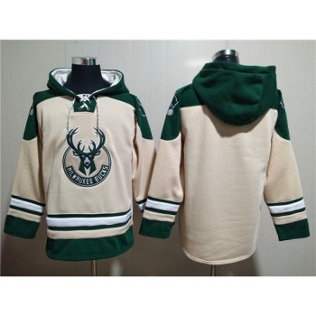 Men's Milwaukee Bucks Blank Cream Hoodie Men's Milwaukee Bucks Blank Cream Hoodie