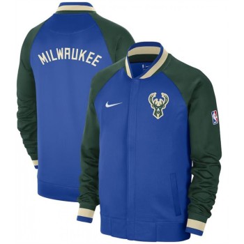 Men's Milwaukee Bucks Blue/Green 2022/23 City Edition Showtime Thermaflex Full-Zip Jacket Men's Milwaukee Bucks Blue/Green 2022/23 City Edition Showtime Thermaflex Full-Zip Jacket