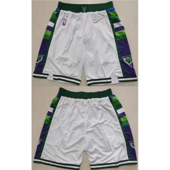 Men's Milwaukee Bucks White 75th Anniversary Shorts (Run Small) Men's Milwaukee Bucks White 75th Anniversary Shorts (Run Small)