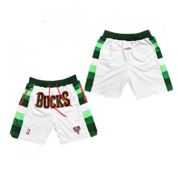 Men's Milwaukee Bucks White Shorts (Run Small) Men's Milwaukee Bucks White Shorts (Run Small)