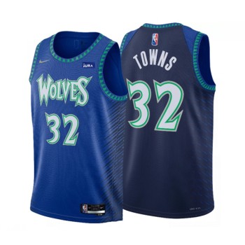 Men's Minnesota Timberwolves #32 Karl-Anthony Town 2021/22 Blue City Edition 75th Anniversary Swingman Stitched Jersey