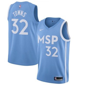 Men's Minnesota Timberwolves #32 Karl-Anthony Towns Blue 2019 City Edition Stitched NBA Jersey