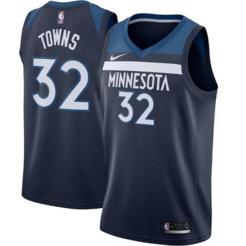 Men's Minnesota Timberwolves #32 Karl-Anthony Towns Navy Icon Edition Stitched Jersey